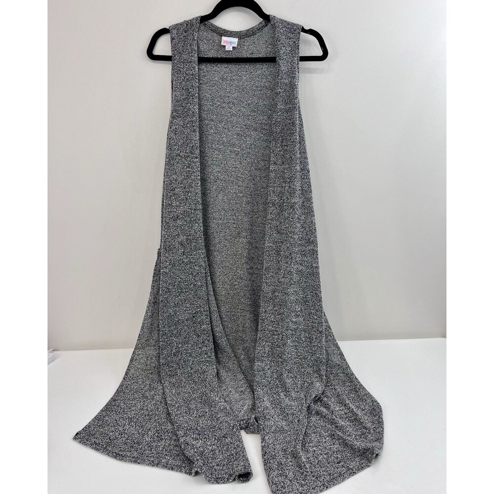 LulaRoe Women's Side Slit Marled Gray Knit Joy Long Line Duster Vest Size M